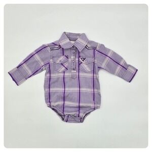 Baby Cowgirl Hardware Plaid Long Sleeve Snap Front Western Shirt Bodysuit 12M